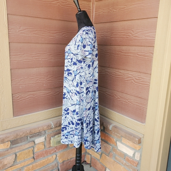 LuLaRoe Disney Women's Gray and Blue Mickey Mouse Print Carly Dress Size Small - Picture 15 of 16